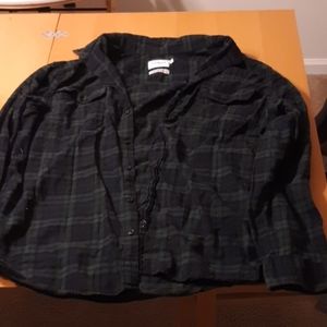 Green and black flannel shirt
